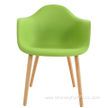 Modern European Plastic Seat Beech Wooden Eames Armchair